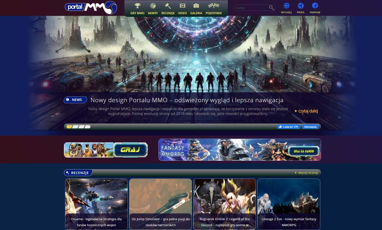 Portal MMO nowy design gry MMORPG online