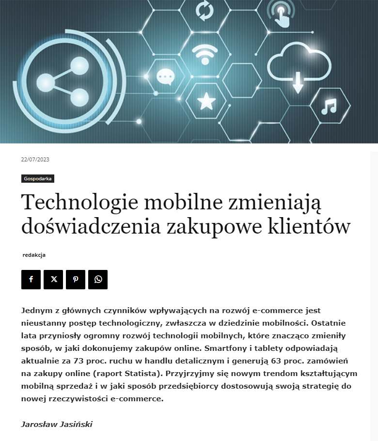 Jarosław Jasiński - Technologie mobilne zmieniają doświadczenia zakupowe klientów